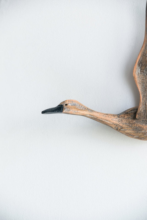 English Elm Set of 3 Sculpted Geese Wall Art Pinewood Birds Rustic Farmhouse Flying Decor W2078130257