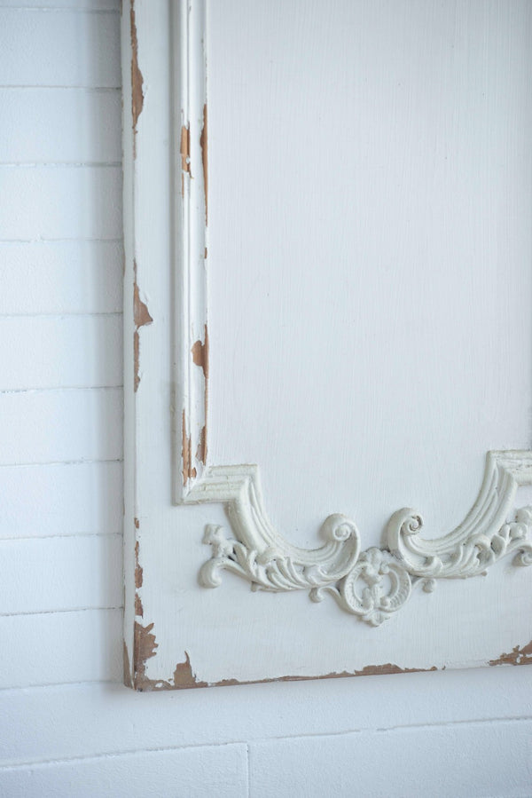 English Elm Set of 3 Boiserie Inspired Magnesia Relief Panels Weathered White Sculptural Wall Decor W2078130260