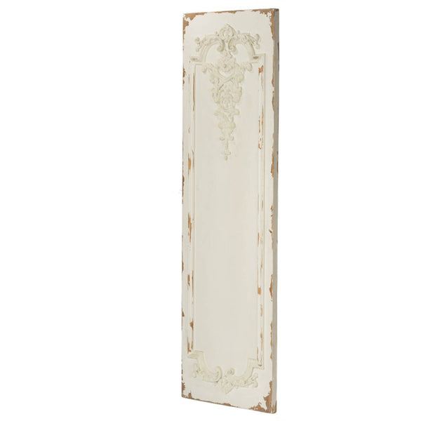 English Elm Set of 3 Boiserie Inspired Magnesia Relief Panels Weathered White Sculptural Wall Decor W2078130260