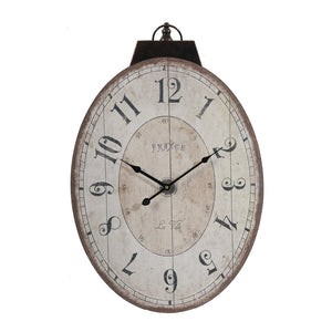 English Elm 18" Oval Antique White Wall Clock Weathered Farmhouse Decor for Living Rooms W2078130248