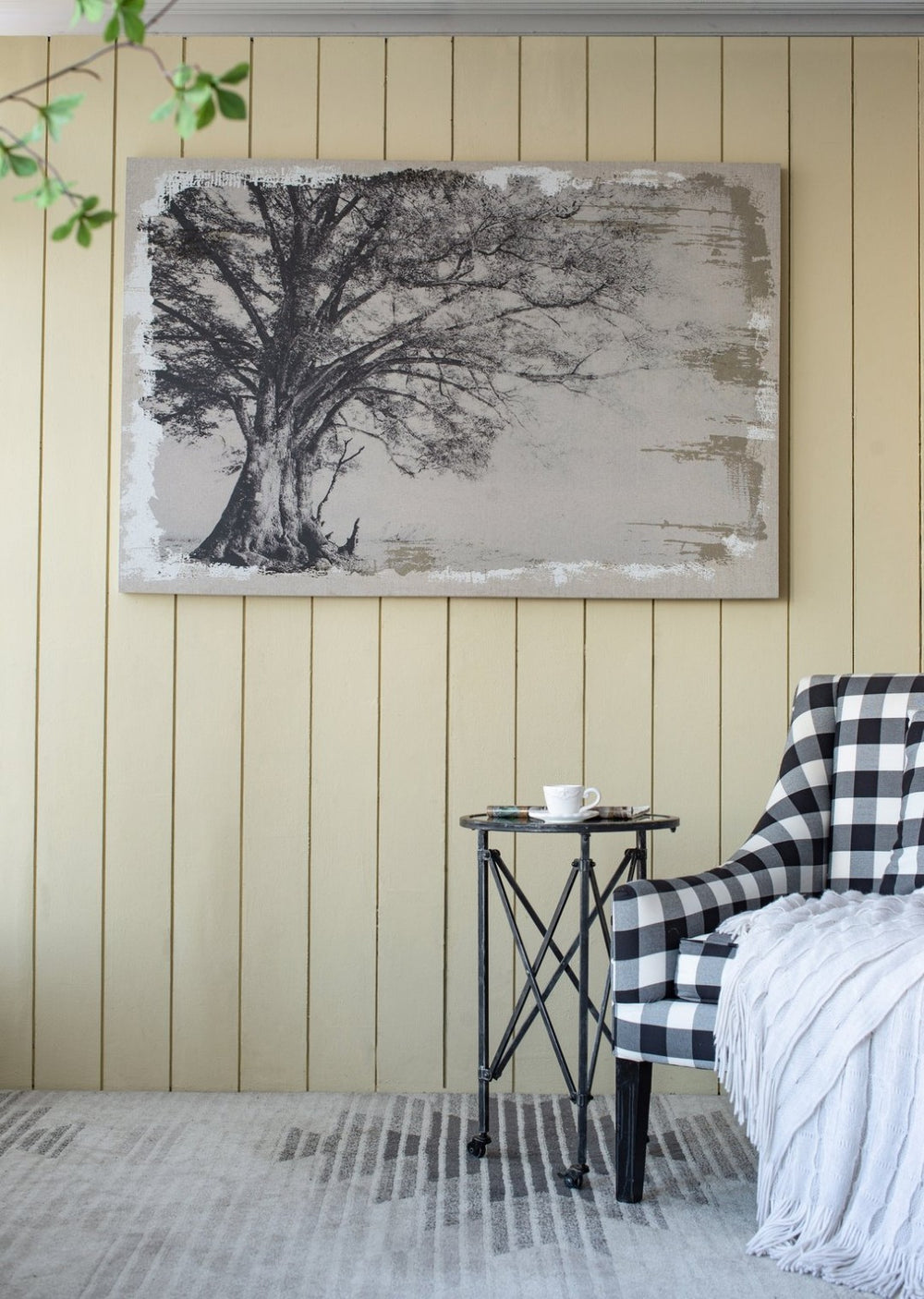 English Elm 59" Oversized Botanical Canvas Print Charcoal Arboreal Art for Living Room Walls W2078130253