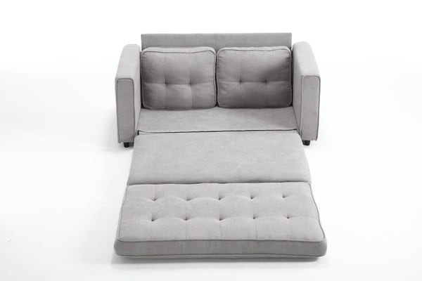 English Elm 3 Fold Sofa Convertible Futon Couch Sleeper SofaBed Compact Space-Saving Pull-Out Loveseat Velvet Linen Upholstery Light Gray W1628119838