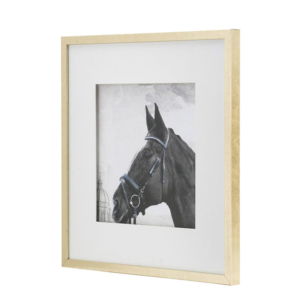 English Elm Set of 2 Black and White Horse Prints Gold Framed Wall Art for Living Room Decor W2078130276