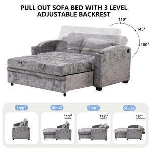 English Elm 101.2" Modular Chenille Sectional Sofa with Tufted Cushions and Deep Seating for Living Room Gray N719S001870E