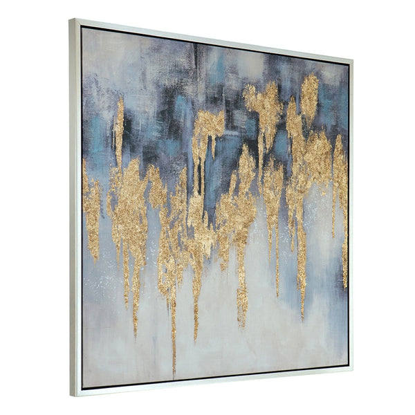 English Elm 39.5" Square Abstract Floral Oil Painting Gold Framed Canvas Wall Art for Living Room Multicolor W2078130299