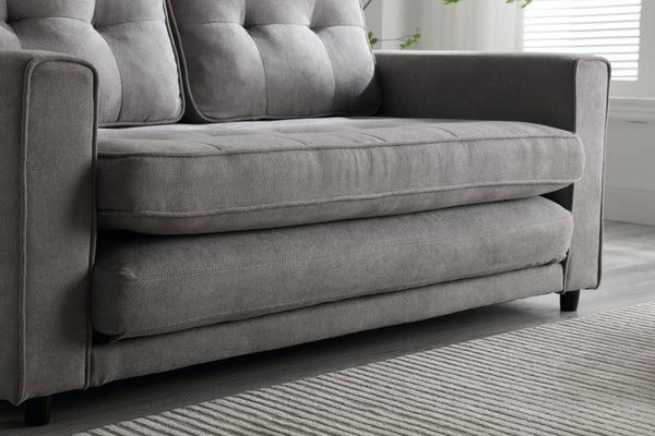 English Elm 3 Fold Sofa Convertible Futon Couch Sleeper SofaBed Compact Space-Saving Pull-Out Loveseat Velvet Linen Upholstery Light Gray W1628119838