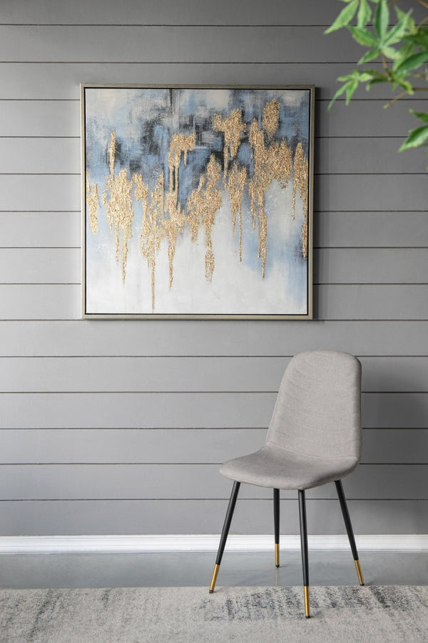English Elm 39.5" Square Abstract Floral Oil Painting Gold Framed Canvas Wall Art for Living Room Multicolor W2078130299