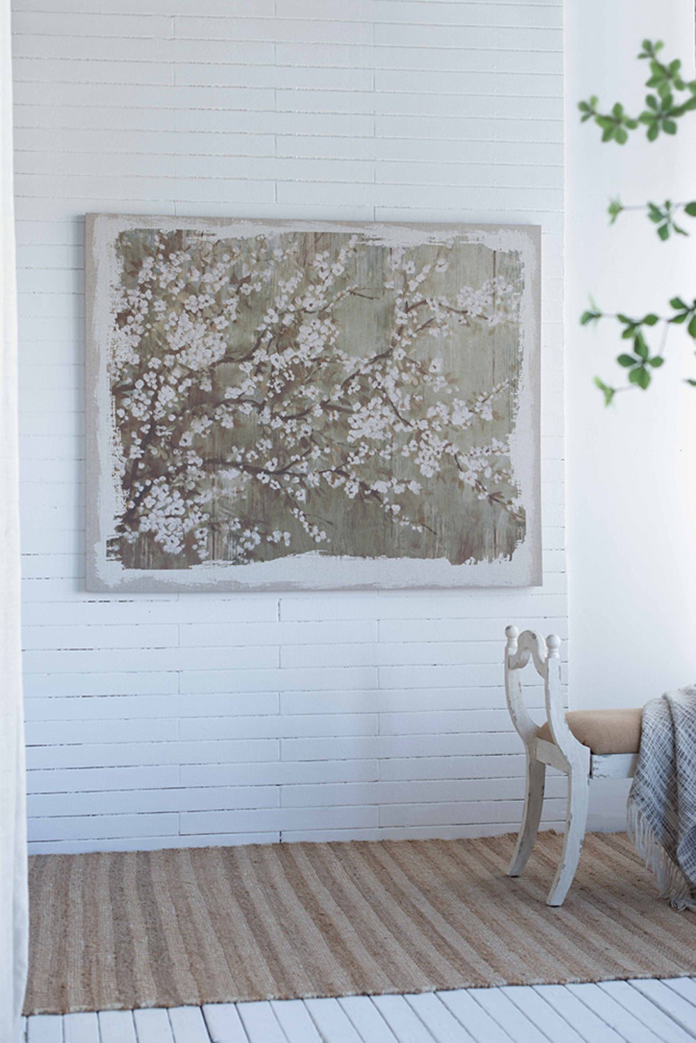 English Elm 48" Oversized Magnolia Botanical Canvas Print Moody Charcoal Gallery Wall Art W2078130278