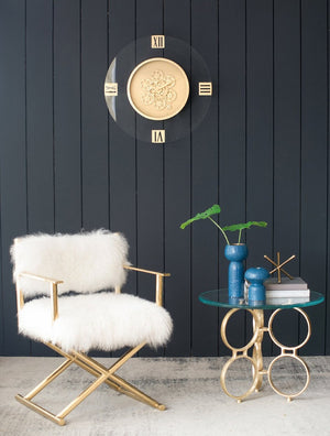 English Elm 23.5" Oversized Acrylic Wall Clock with Silent Moving Gears and Gold Roman Numerals W2078130296