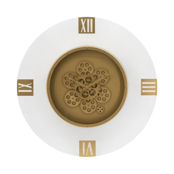 English Elm 23.5" Oversized Acrylic Wall Clock with Silent Moving Gears and Gold Roman Numerals W2078130296