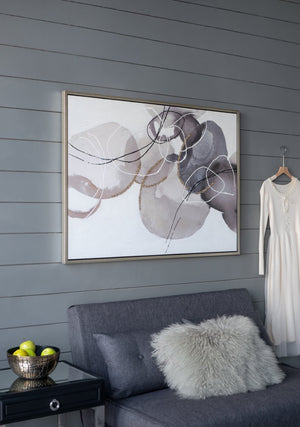 English Elm 47" Hand Painted Abstract Canvas Wall Art Gray Silver Brown Watercolor Texture Gallery Wrap W2078130307