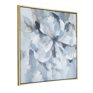 English Elm 39.5" Square Abstract Floral Oil Painting Gold Framed Canvas Wall Art for Living Room Blue+Grey W2078130297