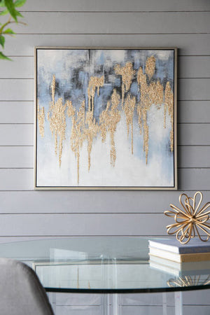 English Elm 39.5" Square Abstract Floral Oil Painting Gold Framed Canvas Wall Art for Living Room Multicolor W2078130299