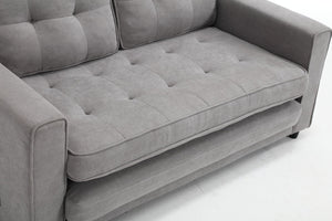 English Elm 3 Fold Sofa Convertible Futon Couch Sleeper SofaBed Compact Space-Saving Pull-Out Loveseat Velvet Linen Upholstery Light Gray W1628119838
