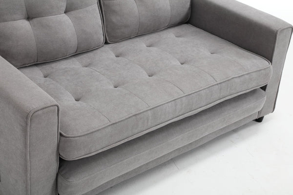 English Elm 3 Fold Sofa Convertible Futon Couch Sleeper SofaBed Compact Space-Saving Pull-Out Loveseat Velvet Linen Upholstery Light Gray W1628119838