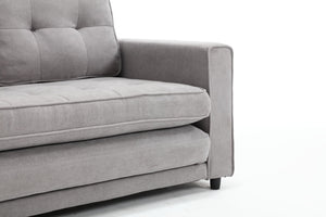 English Elm 3 Fold Sofa Convertible Futon Couch Sleeper SofaBed Compact Space-Saving Pull-Out Loveseat Velvet Linen Upholstery Light Gray W1628119838