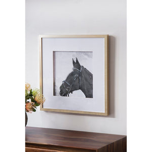 English Elm Set of 2 Black and White Horse Prints Gold Framed Wall Art for Living Room Decor W2078130276