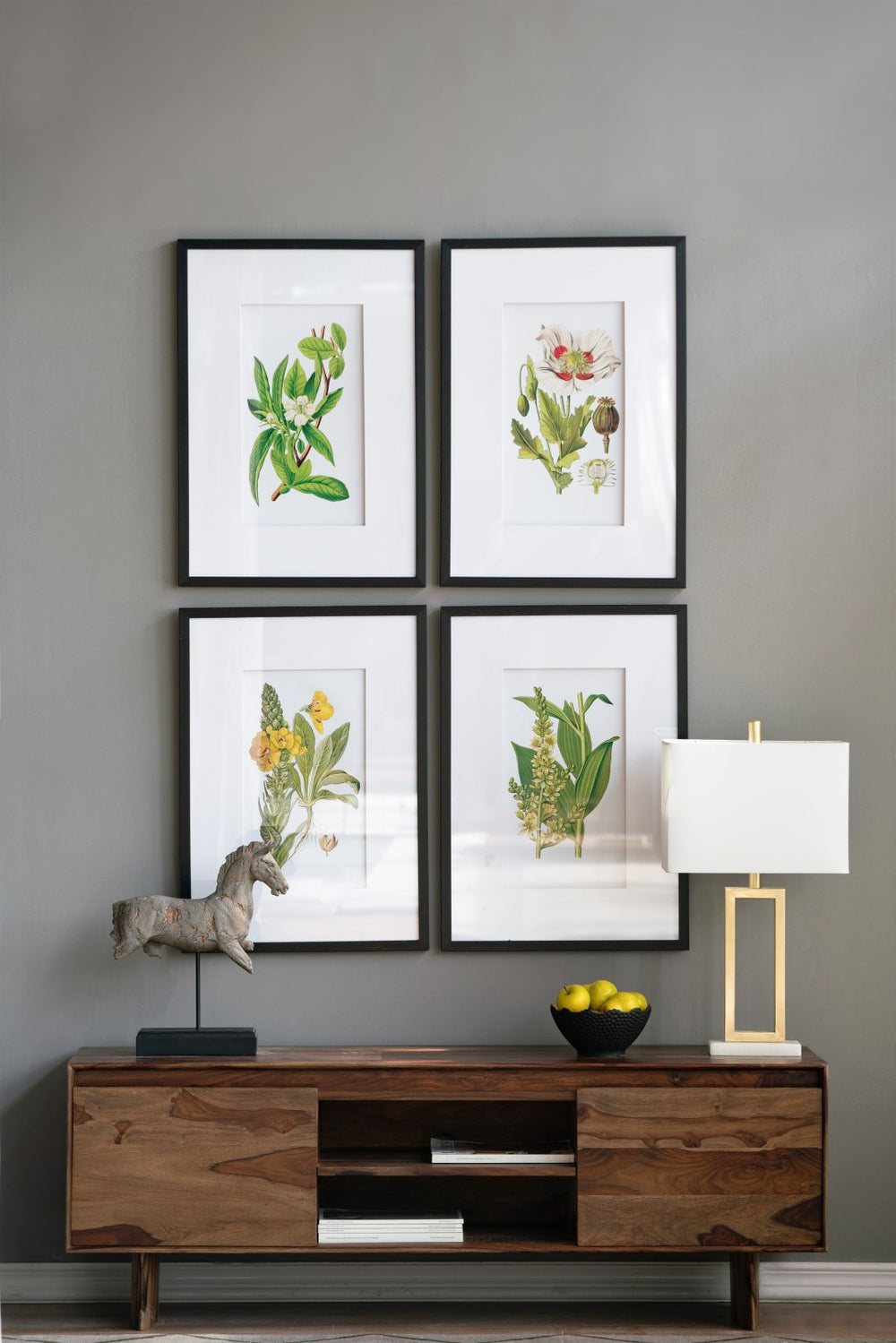 English Elm 19" Framed Acrylic Botanical Wall Art Set of 2 Watercolor Leaf Panels for Home Decor White+Blue W2078130294