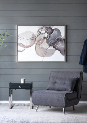 English Elm 47" Hand Painted Abstract Canvas Wall Art Gray Silver Brown Watercolor Texture Gallery Wrap W2078130307