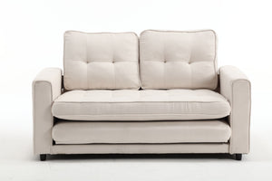English Elm 3 Fold Sofa Convertible Futon Couch Sleeper SofaBed Compact Space-Saving Pull-Out Loveseat Velvet Linen Upholstery Beige W1628119839