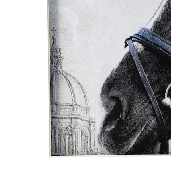English Elm Set of 2 Black and White Horse Prints Gold Framed Wall Art for Living Room Decor W2078130276