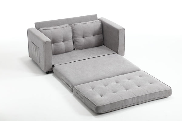 English Elm 3 Fold Sofa Convertible Futon Couch Sleeper SofaBed Compact Space-Saving Pull-Out Loveseat Velvet Linen Upholstery Light Gray W1628119838