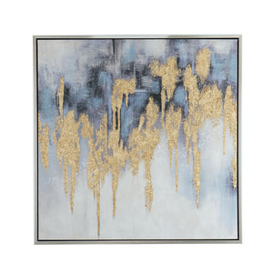 English Elm 39.5" Square Abstract Floral Oil Painting Gold Framed Canvas Wall Art for Living Room Multicolor W2078130299