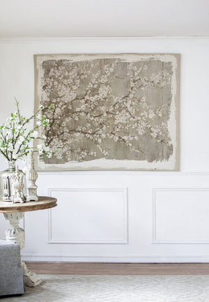 English Elm 48" Oversized Magnolia Botanical Canvas Print Moody Charcoal Gallery Wall Art W2078130278