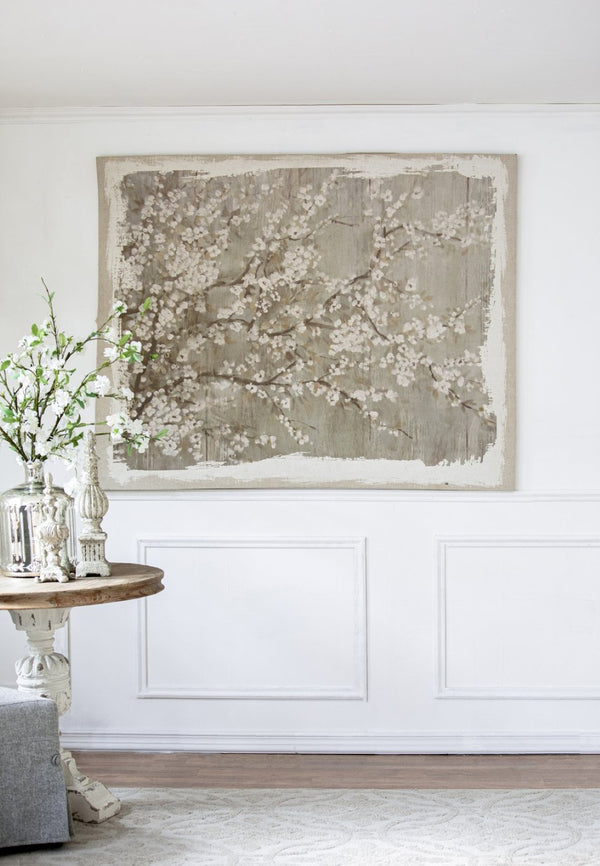 English Elm 48" Oversized Magnolia Botanical Canvas Print Moody Charcoal Gallery Wall Art W2078130278