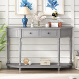 Sanctuary Console Table with Solid Wood Frame, 2 Drawers, Grey Wash