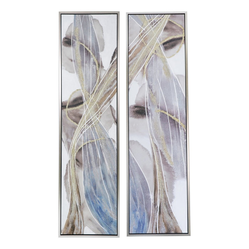 English Elm 19" Framed Acrylic Botanical Wall Art Set of 2 Watercolor Leaf Panels for Home Decor W2078130303