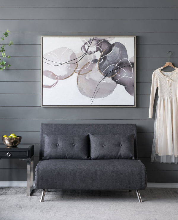 English Elm 47" Hand Painted Abstract Canvas Wall Art Gray Silver Brown Watercolor Texture Gallery Wrap W2078130307