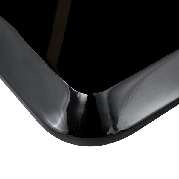 English Elm Modern Black Gold Tempered Glass Dining Table with V-shaped Legs Seats Four W1151S03969