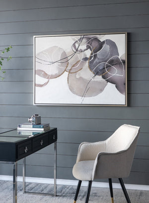 English Elm 47" Hand Painted Abstract Canvas Wall Art Gray Silver Brown Watercolor Texture Gallery Wrap W2078130307