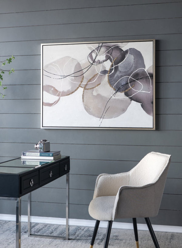 English Elm 47" Hand Painted Abstract Canvas Wall Art Gray Silver Brown Watercolor Texture Gallery Wrap W2078130307