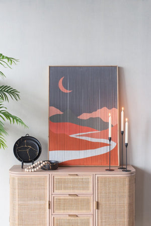 English Elm 26.5" Rectangular Tassel Diptych Wall Art Set Fir Frame Abstract Minimalist Panels W2078130302