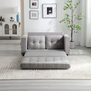 English Elm 3 Fold Sofa Convertible Futon Couch Sleeper SofaBed Compact Space-Saving Pull-Out Loveseat Velvet Linen Upholstery Light Gray W1628119838