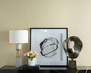 English Elm Set of 2 Square Framed Abstract Watercolor Prints Neutral Gallery Wall Decor W2078130287