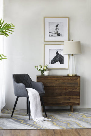 English Elm Set of 2 Black and White Horse Prints Gold Framed Wall Art for Living Room Decor W2078130276