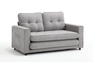 English Elm 3 Fold Sofa Convertible Futon Couch Sleeper SofaBed Compact Space-Saving Pull-Out Loveseat Velvet Linen Upholstery Light Gray W1628119838