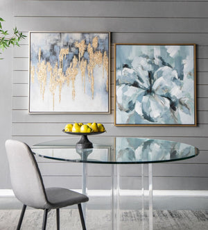English Elm 39.5" Square Abstract Floral Oil Painting Gold Framed Canvas Wall Art for Living Room Multicolor W2078130299