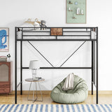 Twin Metal Loft Bed with Stairs, Full-Length Guardrail, Space-Saving