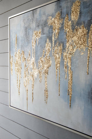 English Elm 39.5" Square Abstract Floral Oil Painting Gold Framed Canvas Wall Art for Living Room Multicolor W2078130299