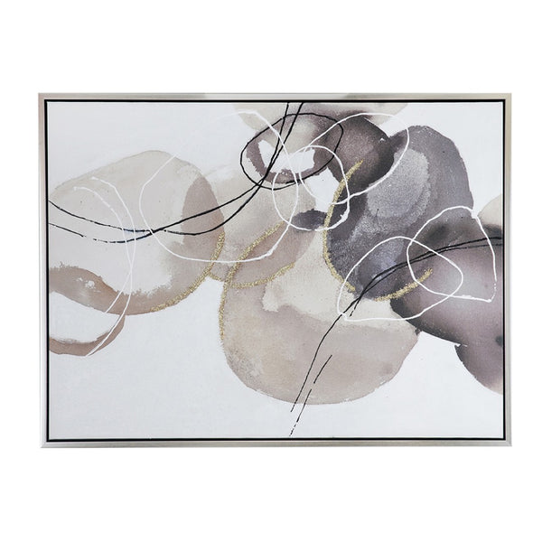 English Elm 47" Hand Painted Abstract Canvas Wall Art Gray Silver Brown Watercolor Texture Gallery Wrap W2078130307
