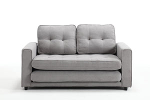 English Elm 3 Fold Sofa Convertible Futon Couch Sleeper SofaBed Compact Space-Saving Pull-Out Loveseat Velvet Linen Upholstery Light Gray W1628119838