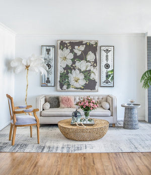 English Elm 48" Oversized Magnolia Botanical Canvas Print Moody Charcoal Gallery Wall Art W2078130285