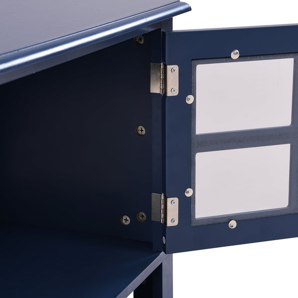 English Elm TV Stand with Modern Sleek Panel Design, Soft-Closing Drawers, Magnetic Doors & Sturdy Storage System Blue WF309280AAC