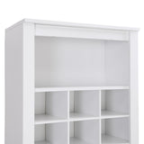 English Elm Stylish Design 30 Shoe Cubby Console, Contemporary Shoe Cabinet With Multiple Storage Capacity, Free Standing Tall Cabinet With Versatile Use For Hallway, Bedroom, White