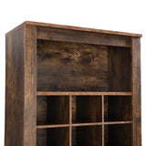 English Elm Stylish Design 30 Shoe Cubby Console, Contemporary Shoe Cabinet With Multiple Storage Capacity, Free Standing Tall Cabinet With Versatile Use For Hallway, Bedroom, Rustic Brown