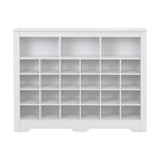 English Elm Sleek Design 24 Shoe Cubby Console, Modern Shoe Cabinet With Curved Base, Versatile Sideboard With High-Quality For Hallway, Bedroom, Living Room, White